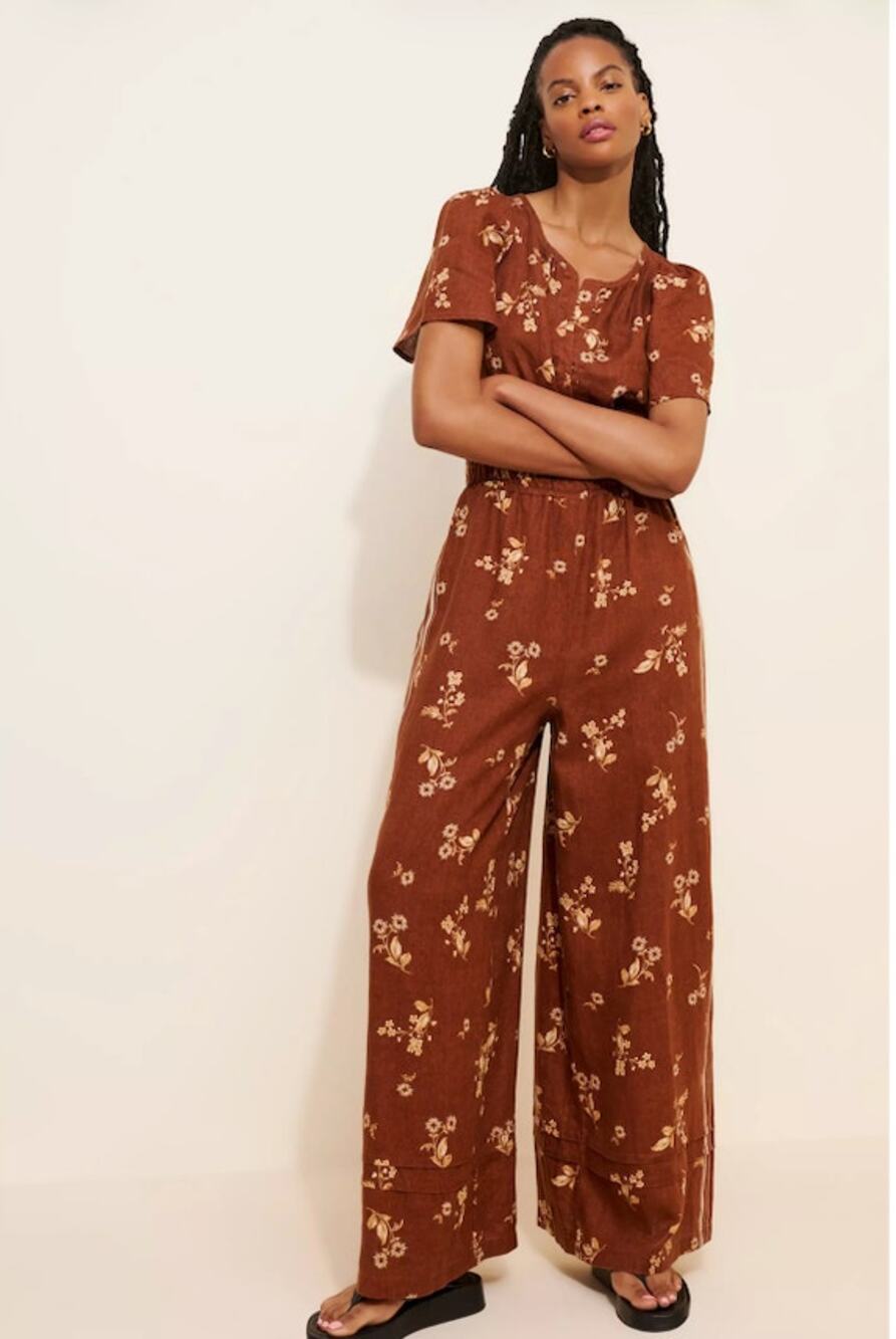 Anthropologie The Somerset Jumpsuit: Linen Edition Brown Size M